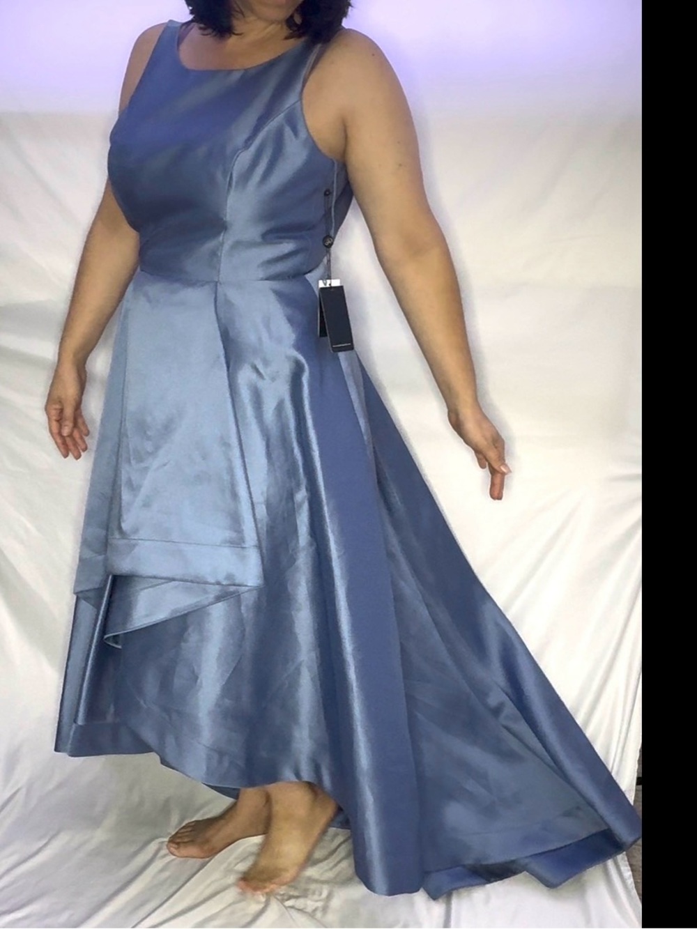 Adrianna Papell High Low Mikado Gown With Asymmetrical Detail - Size 8 NWT